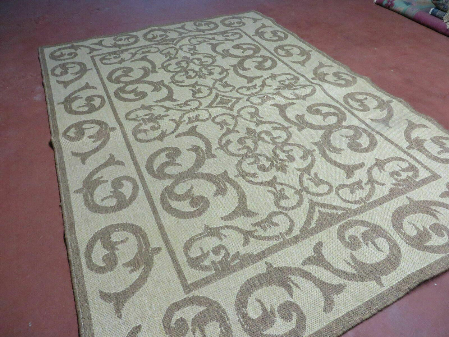 Jute Kilim Rug Natural Fiber Two Sided Flat Weave 5x7 Contemporary Carpet