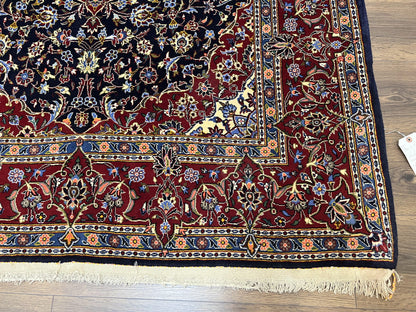 Dark Blue Persian Rug 5x8 Hand Knotted Kork Wool Floral Medallion