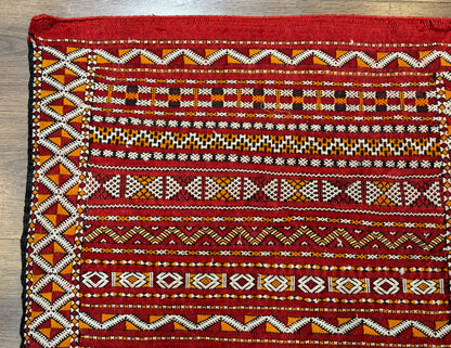 Moroccan Kilim Rug 4x8 Flatweave Bohemian Wool Area Rug In Red Ivory Orange