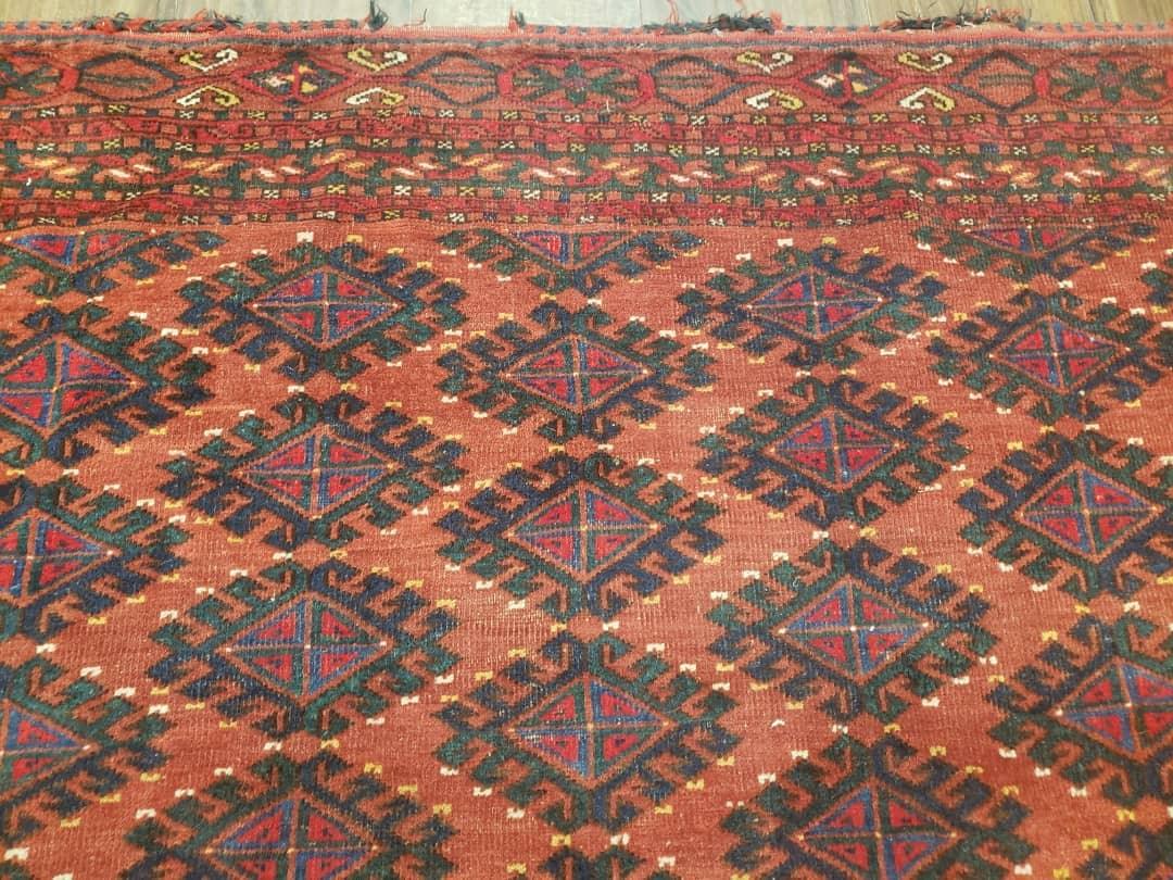 Antique Turkoman Rug Hand Knotted Wool 3ft 4in By 5ft Red Tribal Carpet