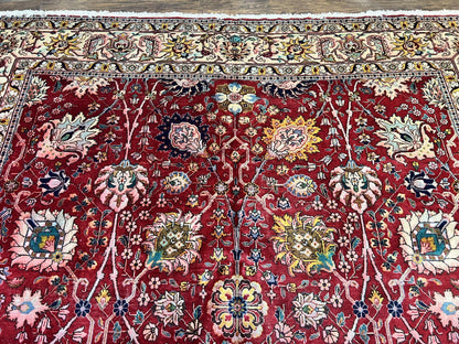 Persian Tabriz Rug 10x12 Floral Allover Handmade Vintage Wool Carpet