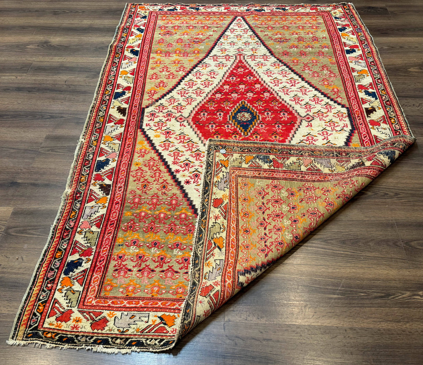 Antique Persian Malayer Rug 4x7 Tribal Senneh Geometric Diamond Design