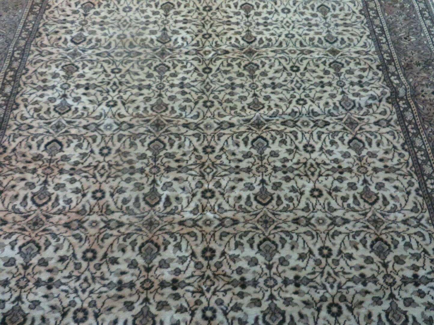 Vintage Turkish Hereke Rug Wool on Cotton 58 x 85 Floral Full Pile