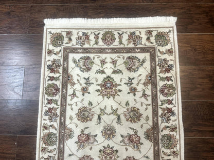 Pak Persian Runner Rug 2.6 x 8ft, Oriental Carpet for Hallway or Kitchen, Handmade, Wool and Silk Highlights