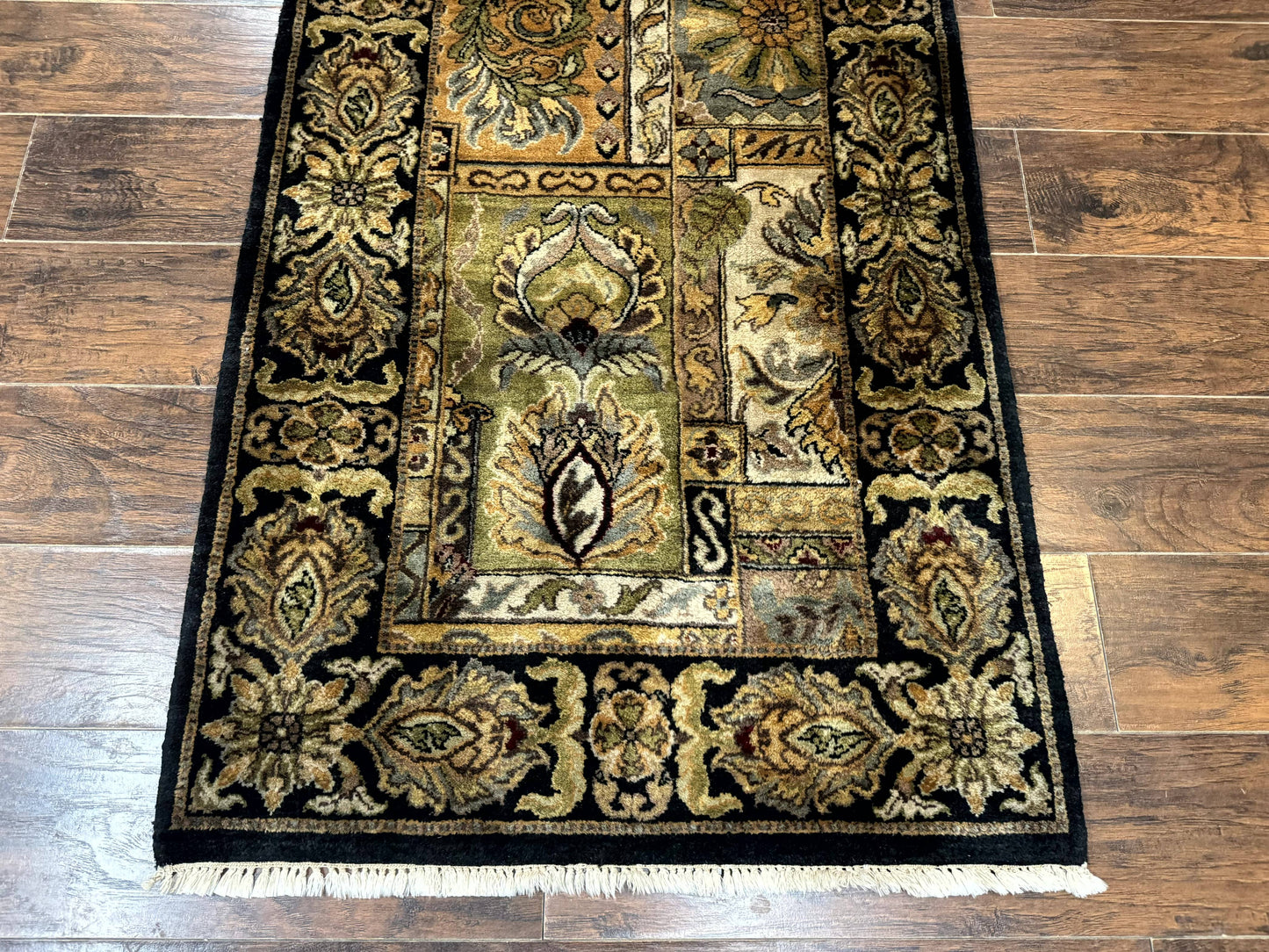Indian Runner Rug 3x14, Panel Design, Oriental Carpet for Hallway