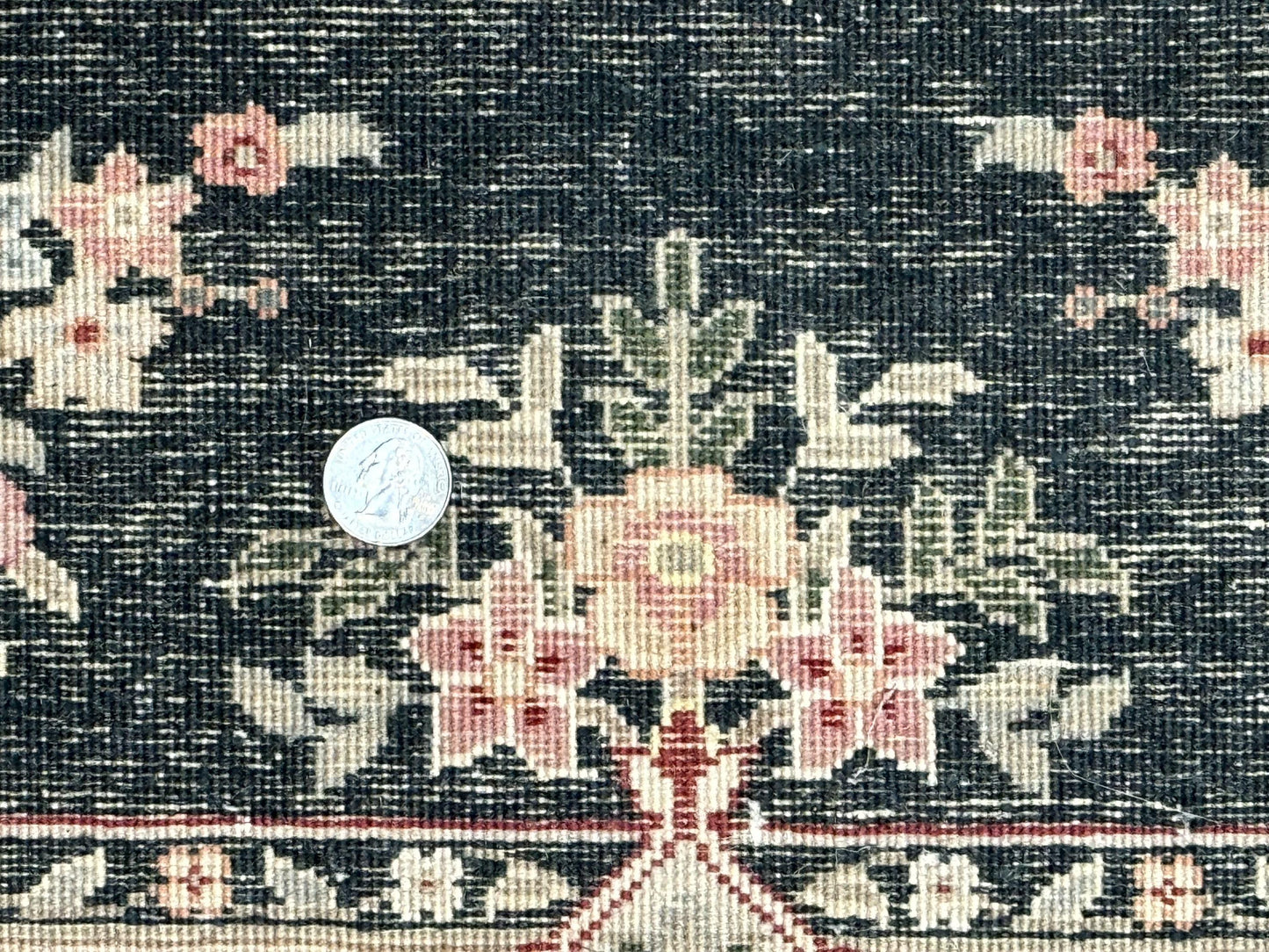 Long Pak Persian Runner Rug 2.7 x 21, Floral Allover, Dark Green and Beige, Handmade Wool Runner Rug, 21ft Runner for Hallway