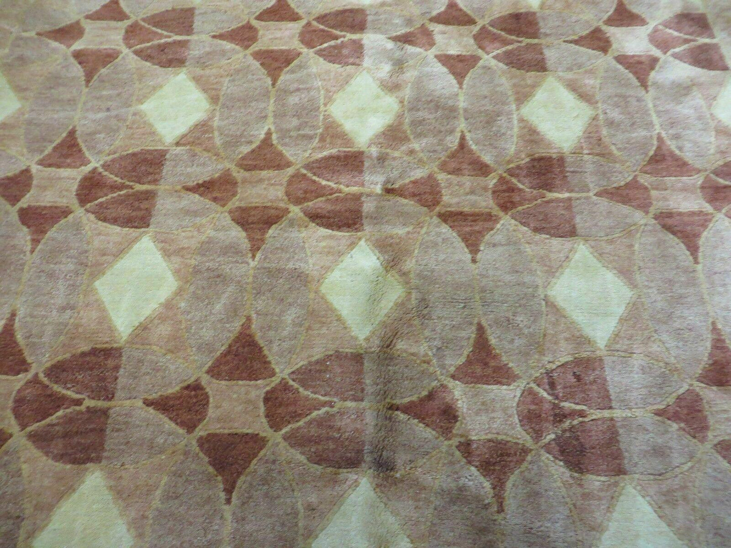 Hand Knotted Wool Rug Tibetan Nepal Art Deco Chinese Vintage 5x7 Decor