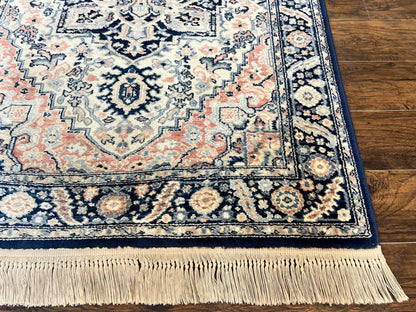 Karastan Blue Heriz Rug #748, Vintage Wool Karastan Carpet 4.3 x 6, Discontinued Original 700 Series Karastan Area Rug