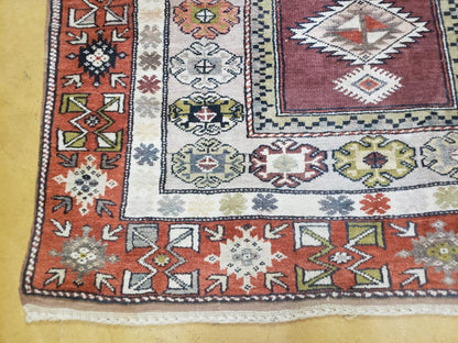 Turkish Rug Hand Knotted Wool 4 Ft 4 In By 7 Ft 6 In Vintage Oriental Tribal Talesh