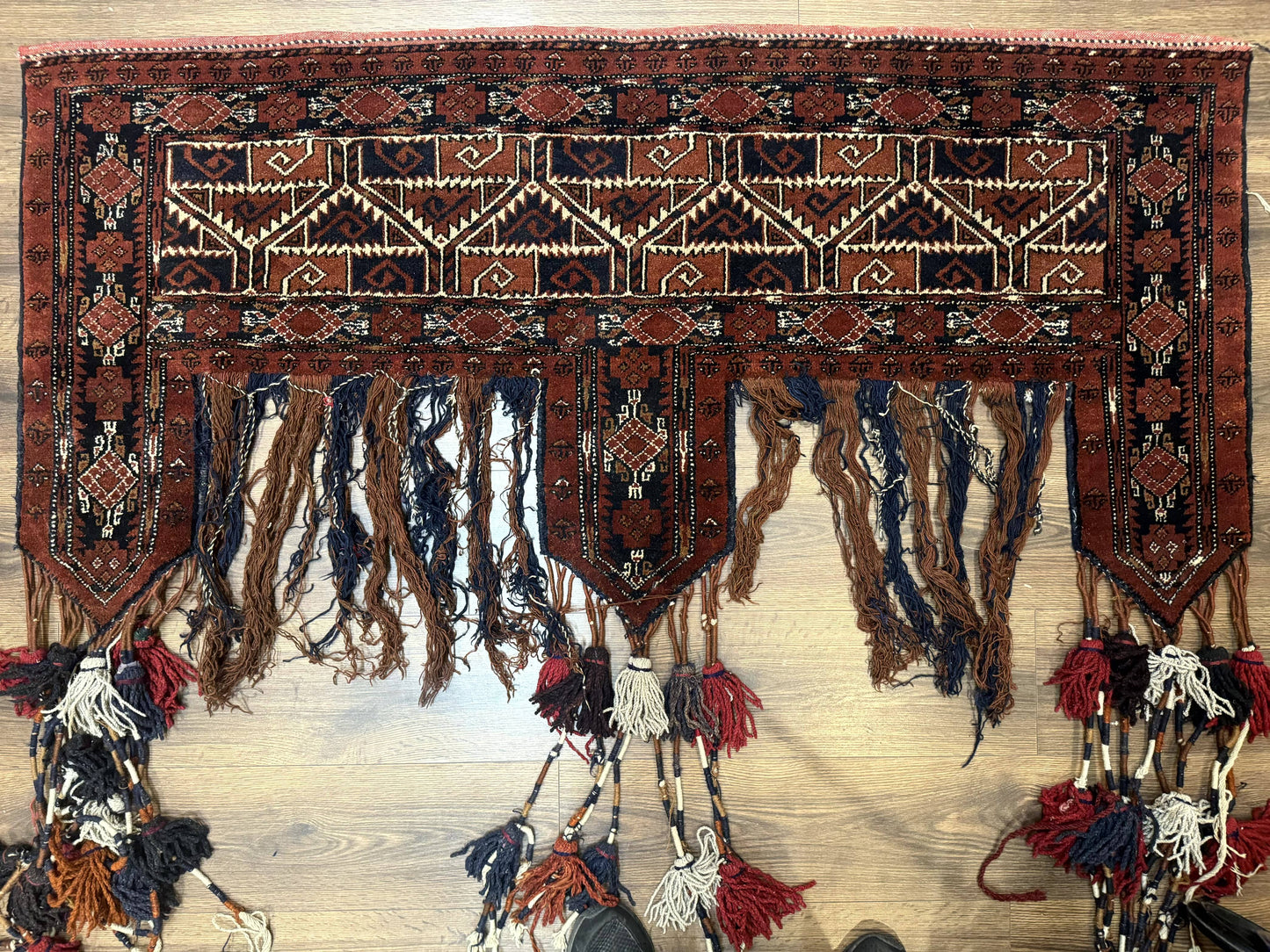 Antique Afghan Beshir Tent Header Rug Hand Knotted Wool Tribal Collectible