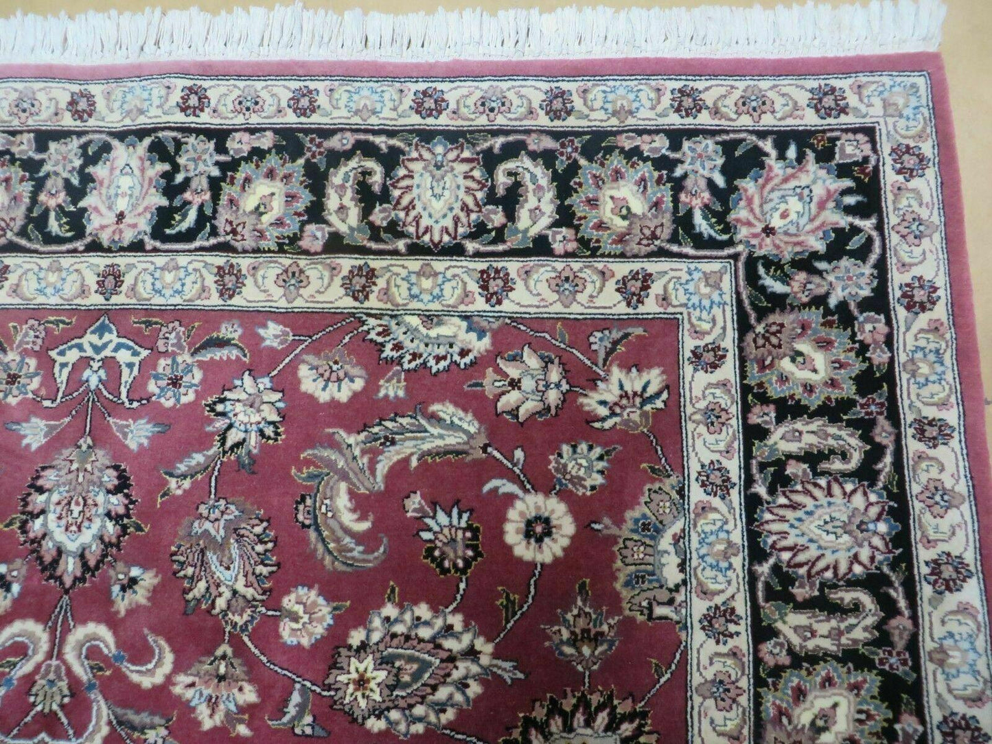 Handmade Wool Silk Rug Vintage Floral Oriental 6x9 Allover Design