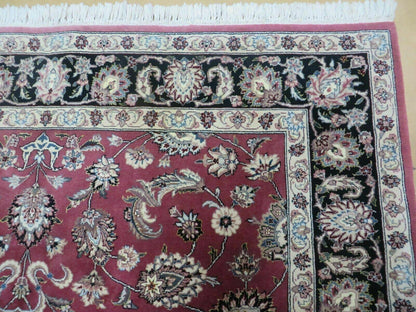 Handmade Wool Silk Rug Vintage Floral Oriental 6x9 Allover Design