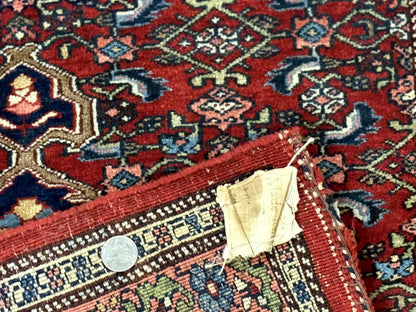 Persian Bidjar Rug 2.7 x 4, Red and Navy Blue, Small Persian Area Rug, Semi Antique