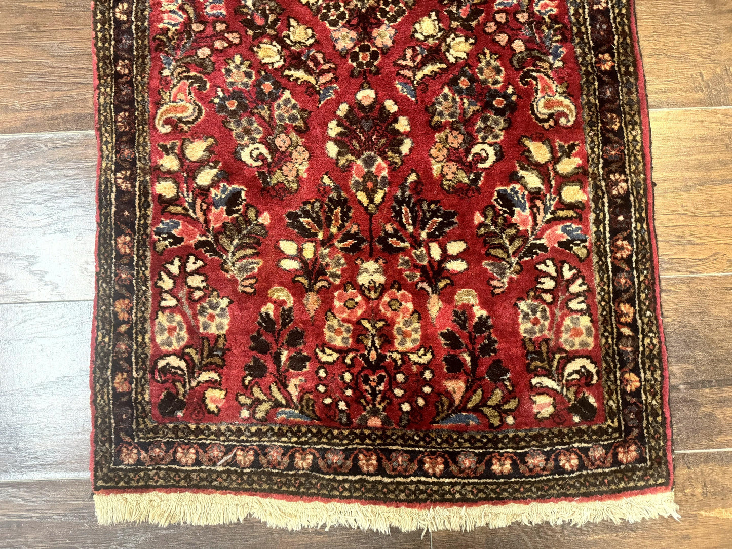 Persian Sarouk Rug 2x4 Small Hand Knotted Wool Floral Red Oriental Carpet