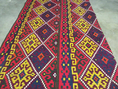 Antique Turkish Kilim Flat Weave Wool Rug 6 X 13 Veg Dye Handmade Vintage