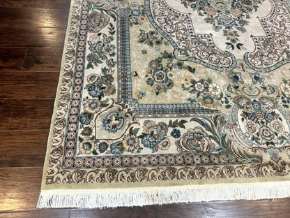 Handmade Persian Rug Wool Vintage Floral Medallion Oriental Carpet 8 By 10.6