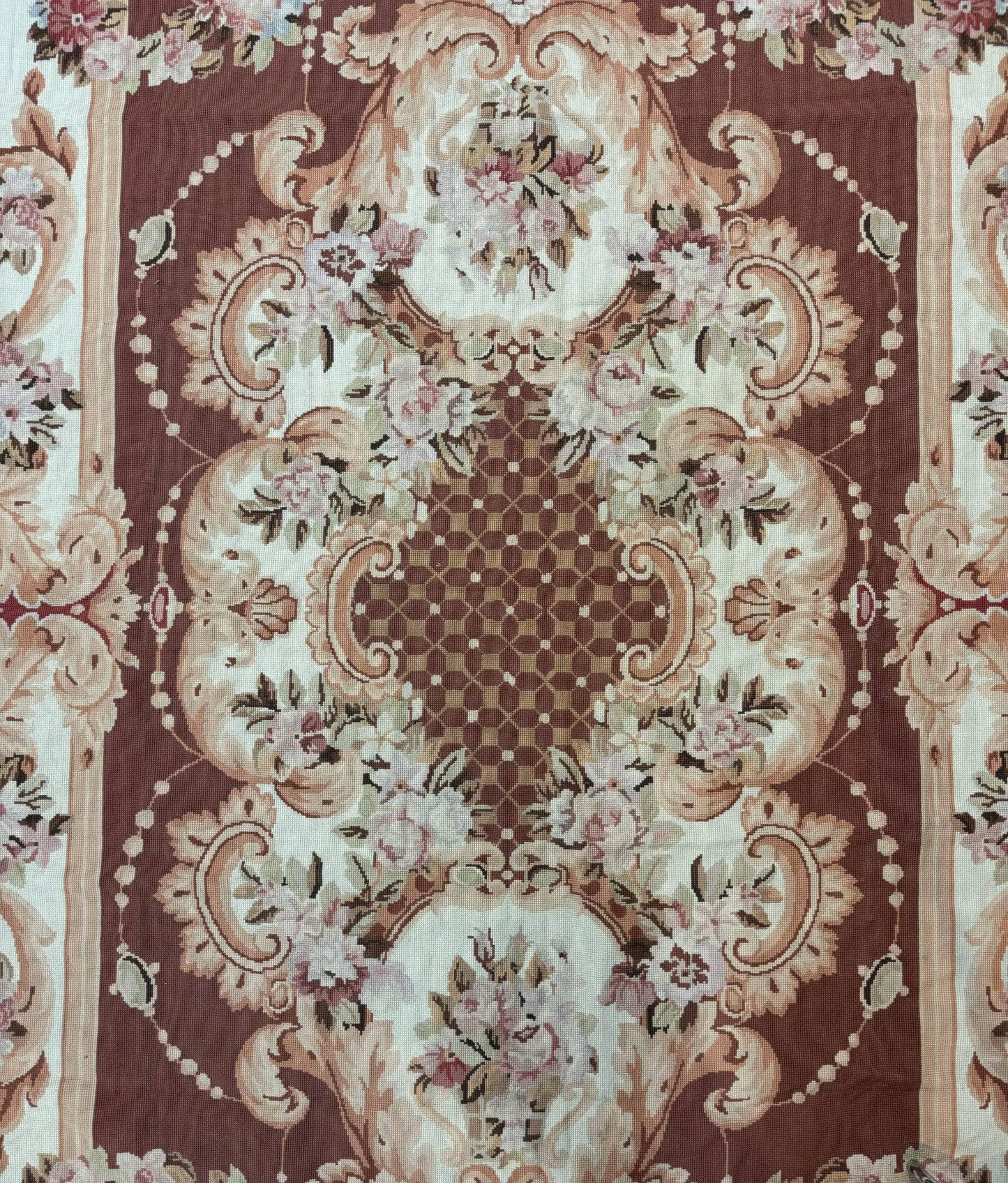 Aubusson Rug Vintage Needlepoint Wool Flatweave 6x9 Carpet European Design
