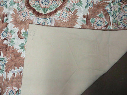 Vintage Hand Stitched Silk On Cotton Rug From India Floral Pattern 46 By 72 Inches