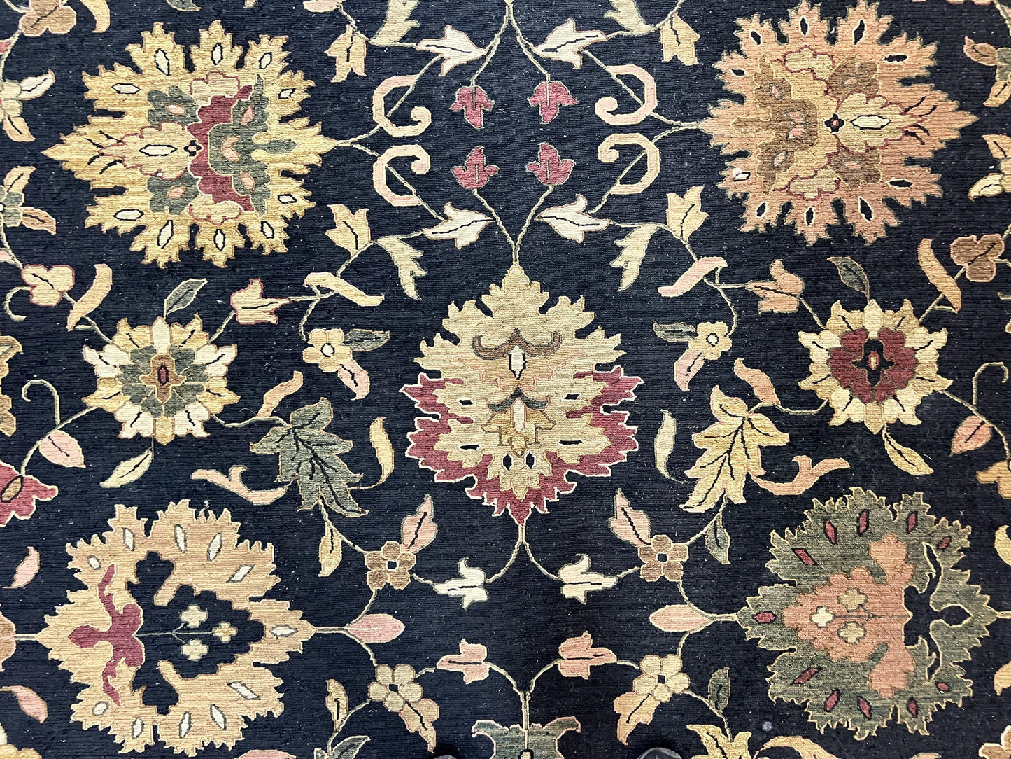 Indo Persian Wool Rug 10x14 Handmade Mahal Flatweave Floral Carpet