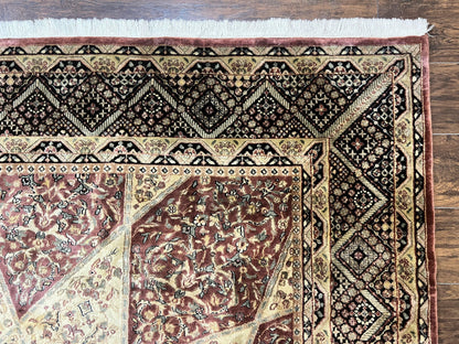 Indo Persian Rug 8x10, Dome Design, 210 KPSI, Handmade Vintage Wool Rug