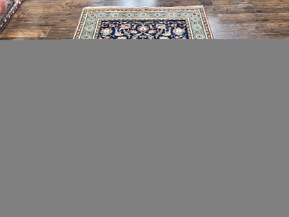 Blue Persian Rug Qum Hand Knotted Wool 5x7