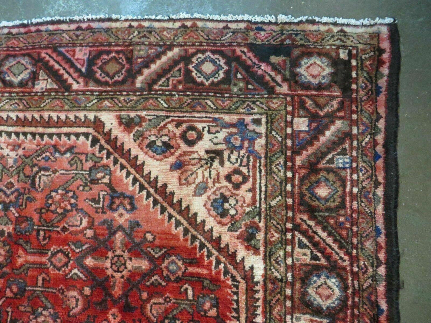 Antique Handmade Wool Rug India Floral Oriental Vegetable Dye 5 Ft 6 In By 10 Ft 4 In