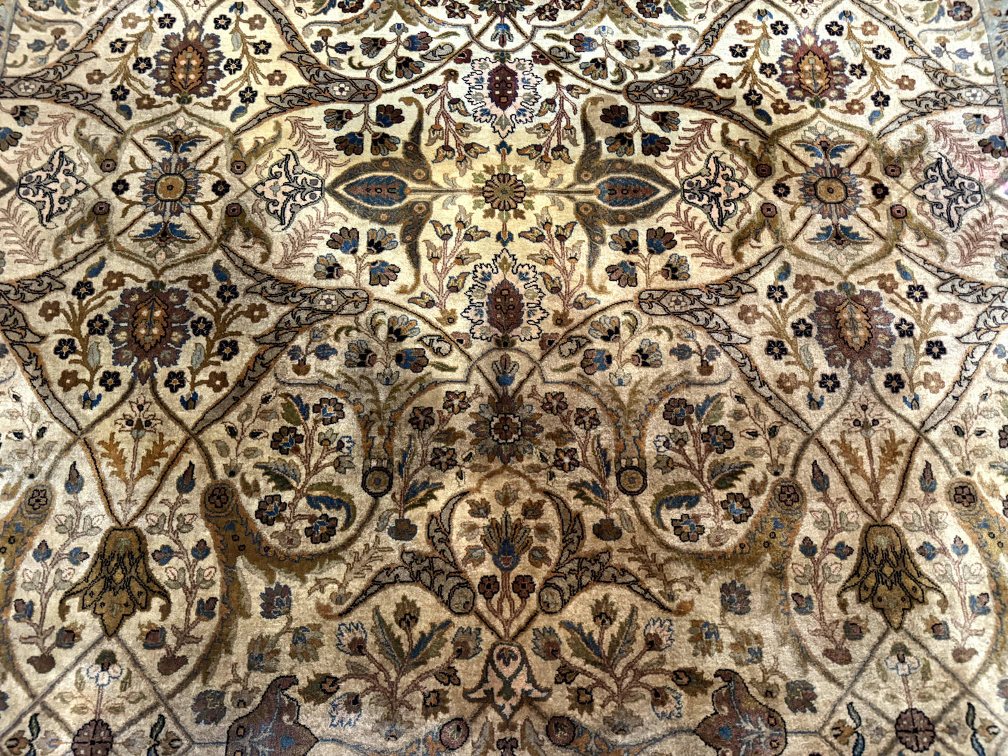 Indo Persian Rug 8x10 Teawash Bijar Hand Knotted Wool Carpet Allover Pattern