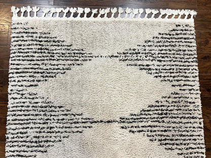 Shag Rug 5x8 Modern Moroccan Style Area Rug Off White And Black