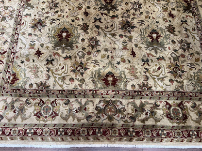 Indo Persian Mahal Rug 8x10 Handmade Hand Knotted Wool Carpet With Floral Design