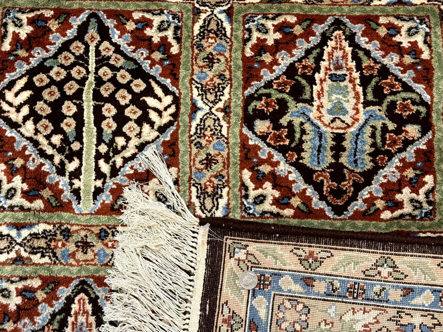 Sino Persian Wool Rug 8x10 Hand Knotted Panel Design Cedar Trees Brown Multicolor