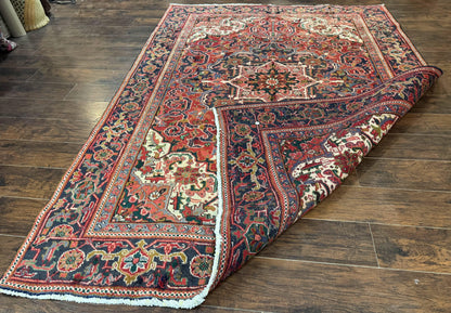 Heriz Rug 6 Foot 6 In By 9 Foot 3 In Wool Persian Carpet With Geometric Medallion