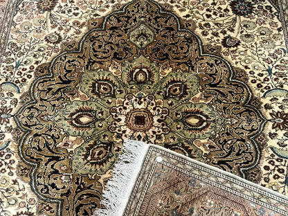 Turkish Sivas Rug 6x9 Floral Medallion Vintage Handmade Wool Carpet