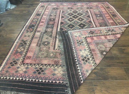 Persian Kurdish Kilim Rug 8x10 Handwoven Wool Flatweave Vintage Zarand Kilim