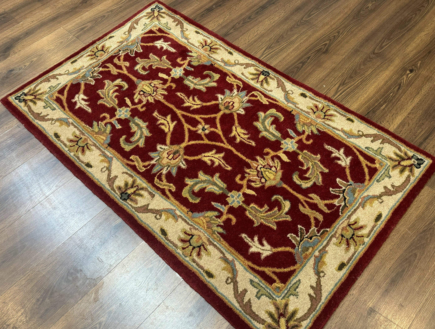 Floral Wool Rug 3x5 In Dark Red Safavieh Heritage Collection Pair B