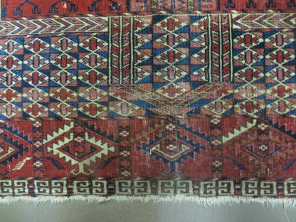 Turkoman Rug 4x5 Ensi Hatchli Tekke Wool Vintage Antique Carpet