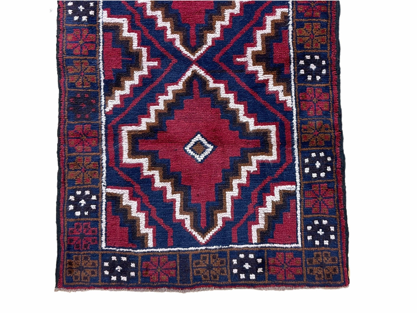 Vintage Baluchi Rug 3 X 5 Handmade Tribal Wool Afghan Red Beige