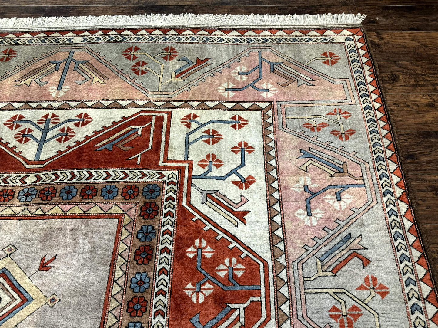 Turkish Milas Rug 10x13 Hand Knotted Wool Vintage Gray Area Rug