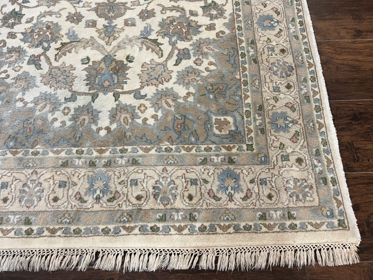 Indo Persian Rug 4x6 Floral Medallion Handmade Wool Beige Vintage Carpet