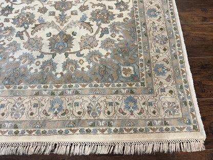 Indo Persian Rug 4x6 Floral Medallion Handmade Wool Beige Vintage Carpet
