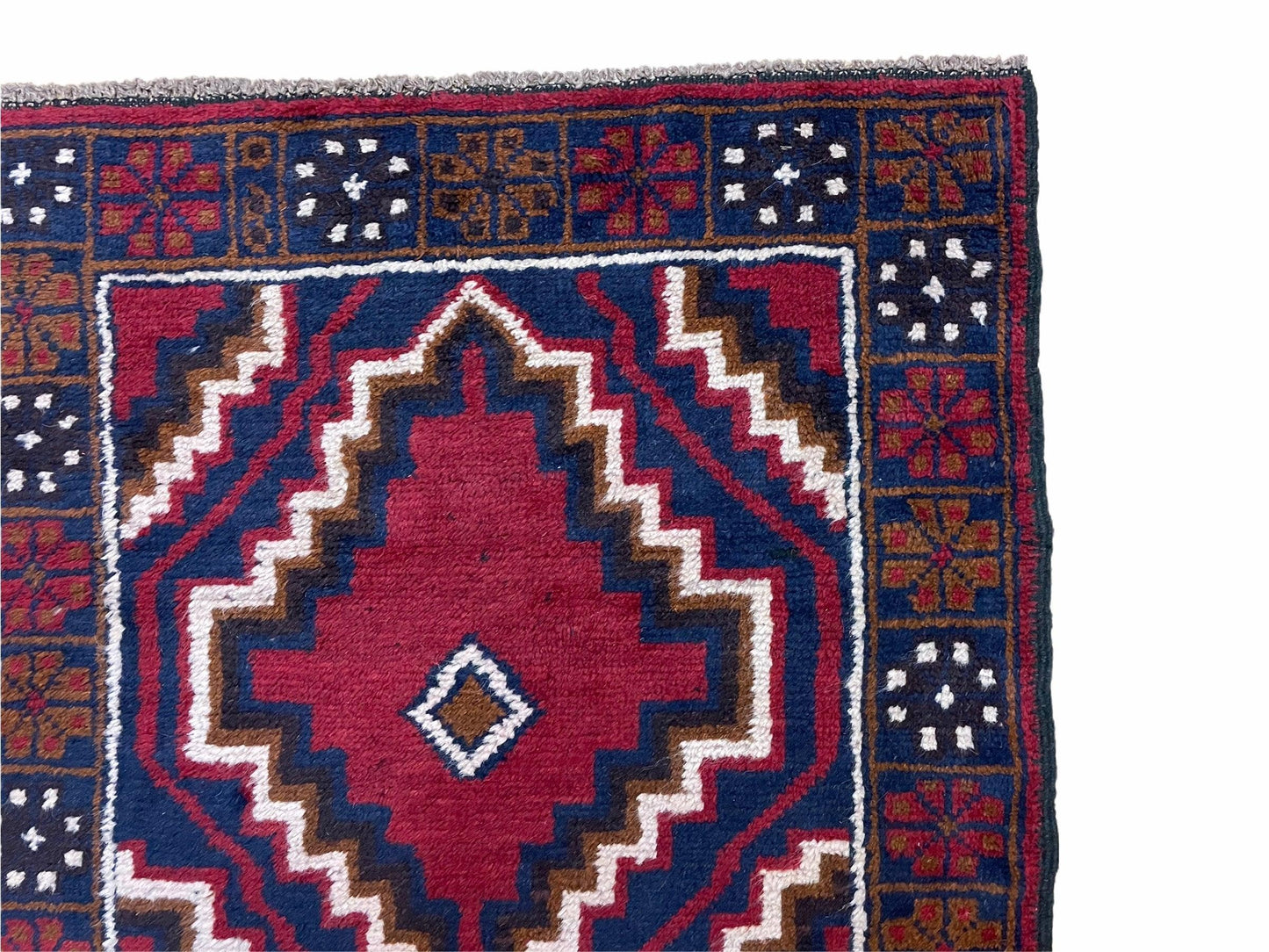 Vintage Baluchi Rug 3 X 5 Handmade Tribal Wool Afghan Red Beige
