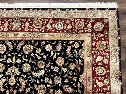 Sino Persian Rug 8x10 Vintage Hand Knotted Wool Floral Allover In Black And Red