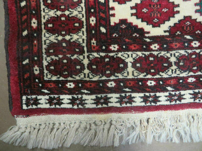 Vintage Handmade Bokhara Turkoman Wool Rug 41x46 Inches Two Sided Reversible