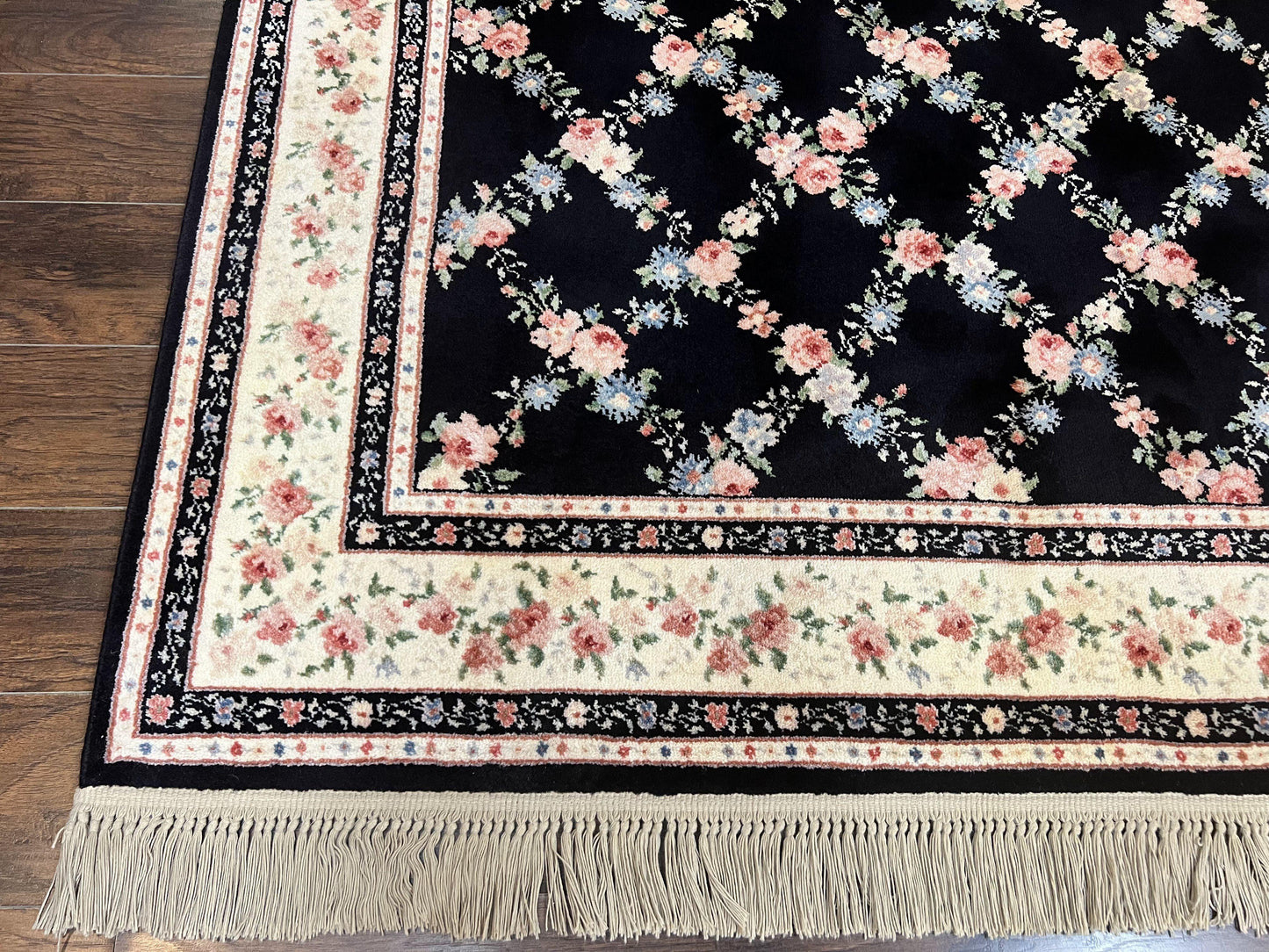 Karastan Rug 8.8 x 12, Garden of Eden #509/1270, Ebony Trellis, Vintage Discontinued Wool Pile Karastan Carpet