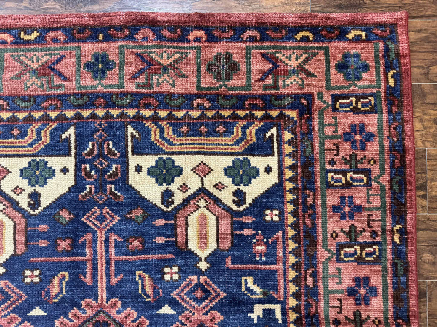 Heriz Rug Persian Tribal Design Hand Knotted Wool 6x9 Vintage