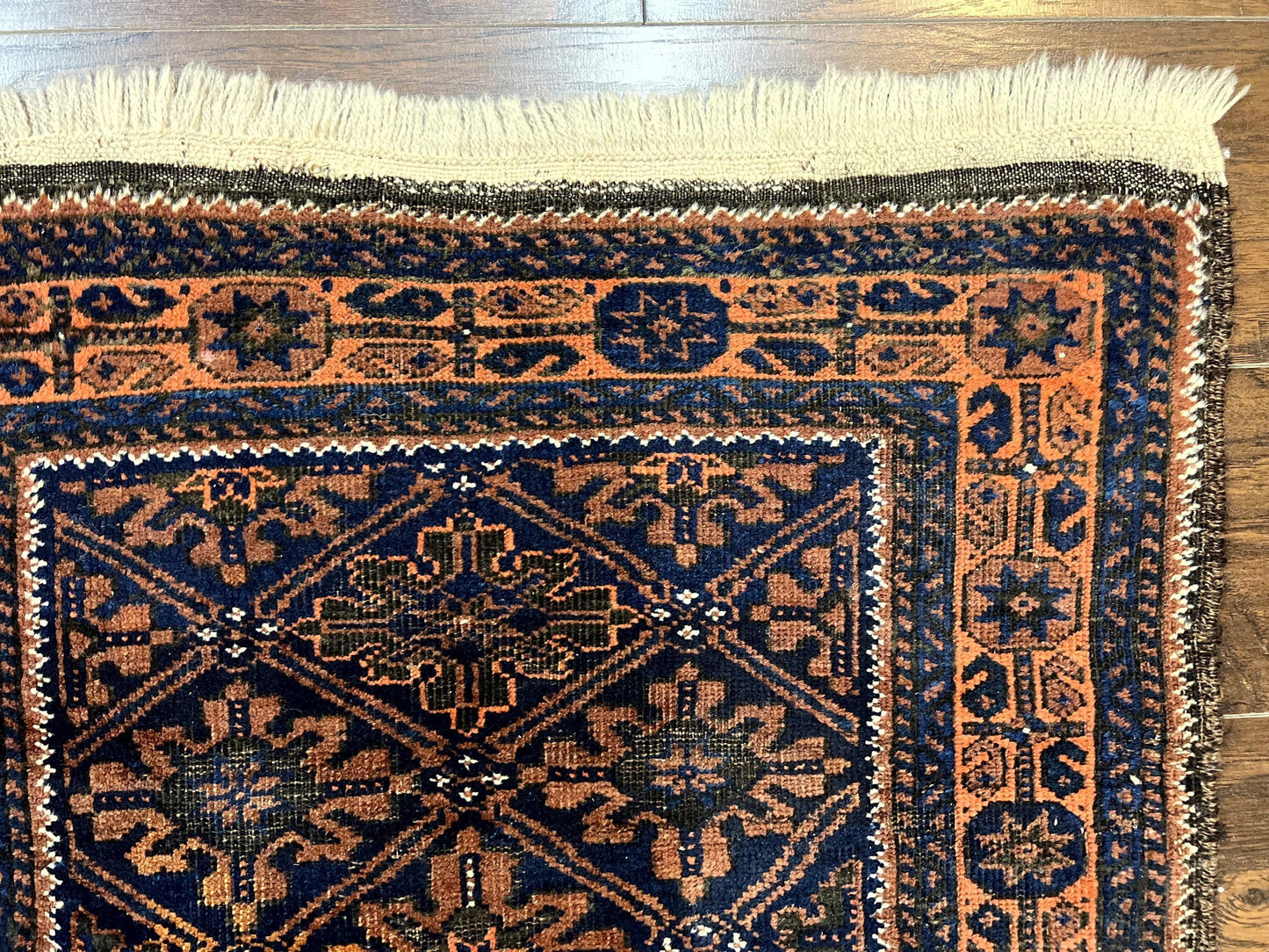 Small Antique Persian Rug 2.7 x 4.7, Handmade Wool Rug, Navy Blue, Balouch Rug, Tribal Rug