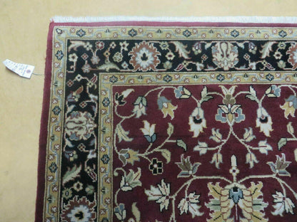 Handmade Wool Rug Indian Agra Pattern Hand Knotted 4x6 Vintage 1970s