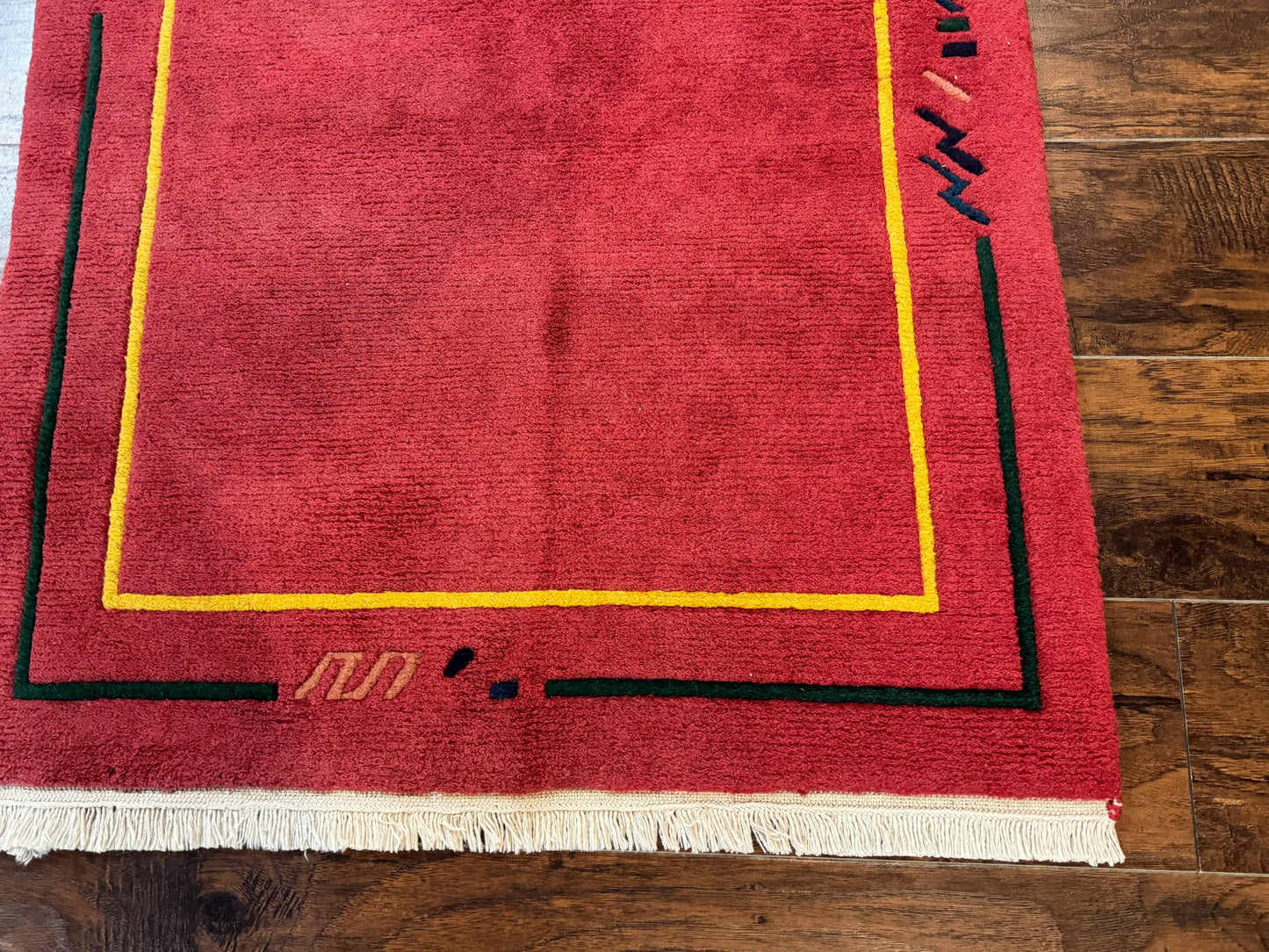 Indo Persian Gabbeh Rug 3x5 Red Handmade Wool Vintage Area Rug