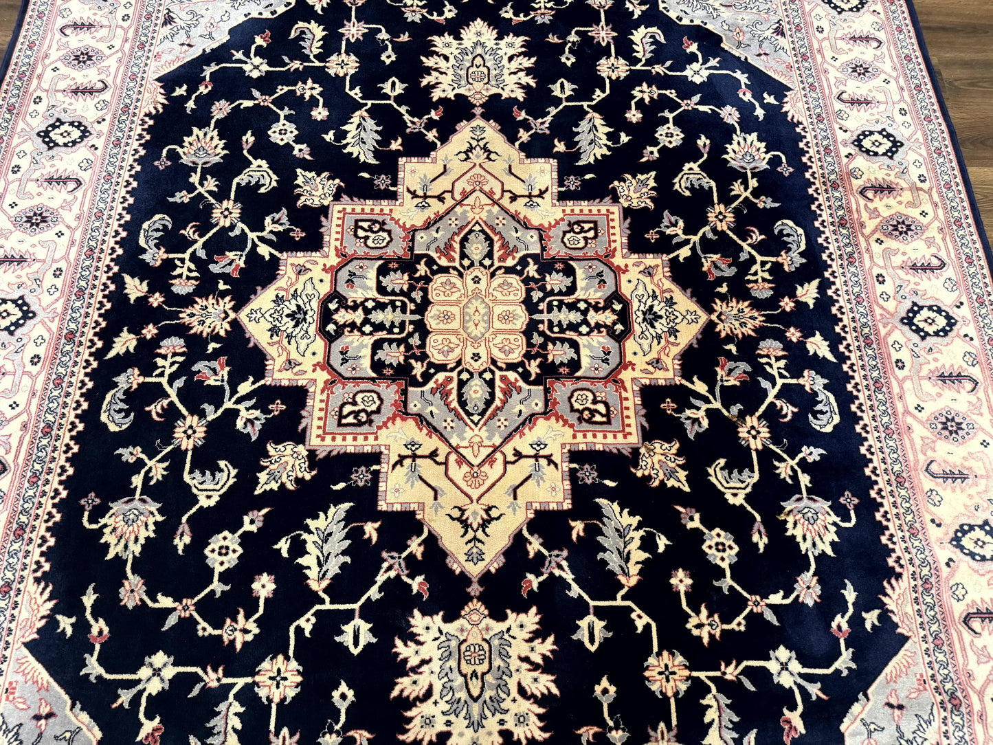 Karastan Rug Navy Serapi Kara Shah Wool Rug 8x11 Vintage Area Rug