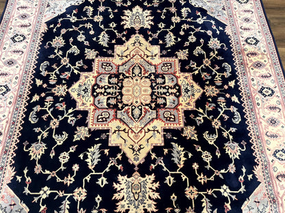 Karastan Rug Navy Serapi Kara Shah Wool Rug 8x11 Vintage Area Rug