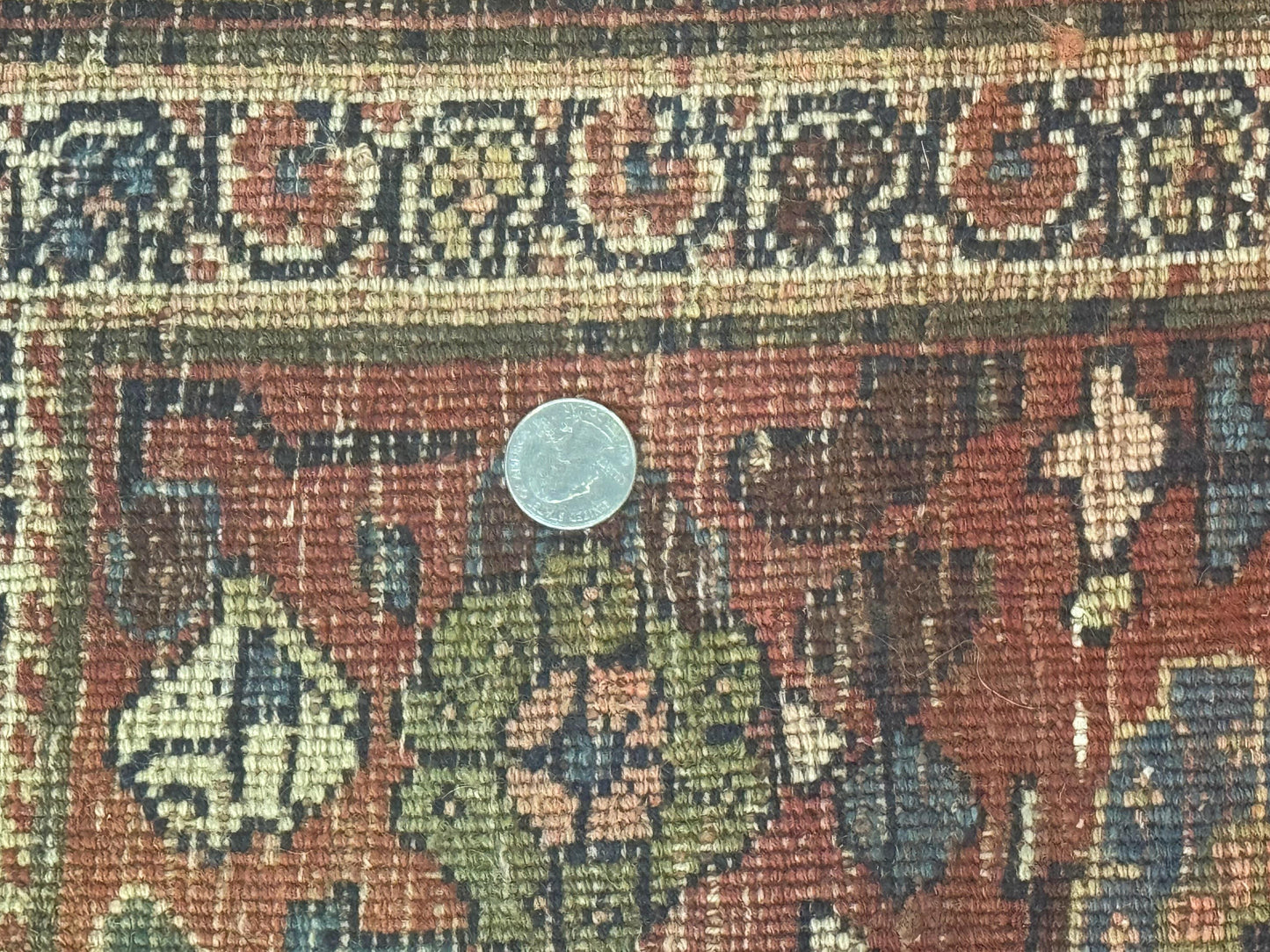 Persian Bidjar Rug 8x15 Navy Blue Herati Pattern Antique Collectors